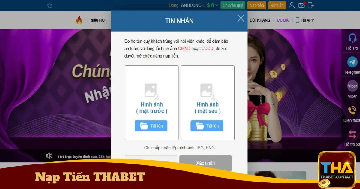 Các phương thức nạp tiền THABET phổ biến